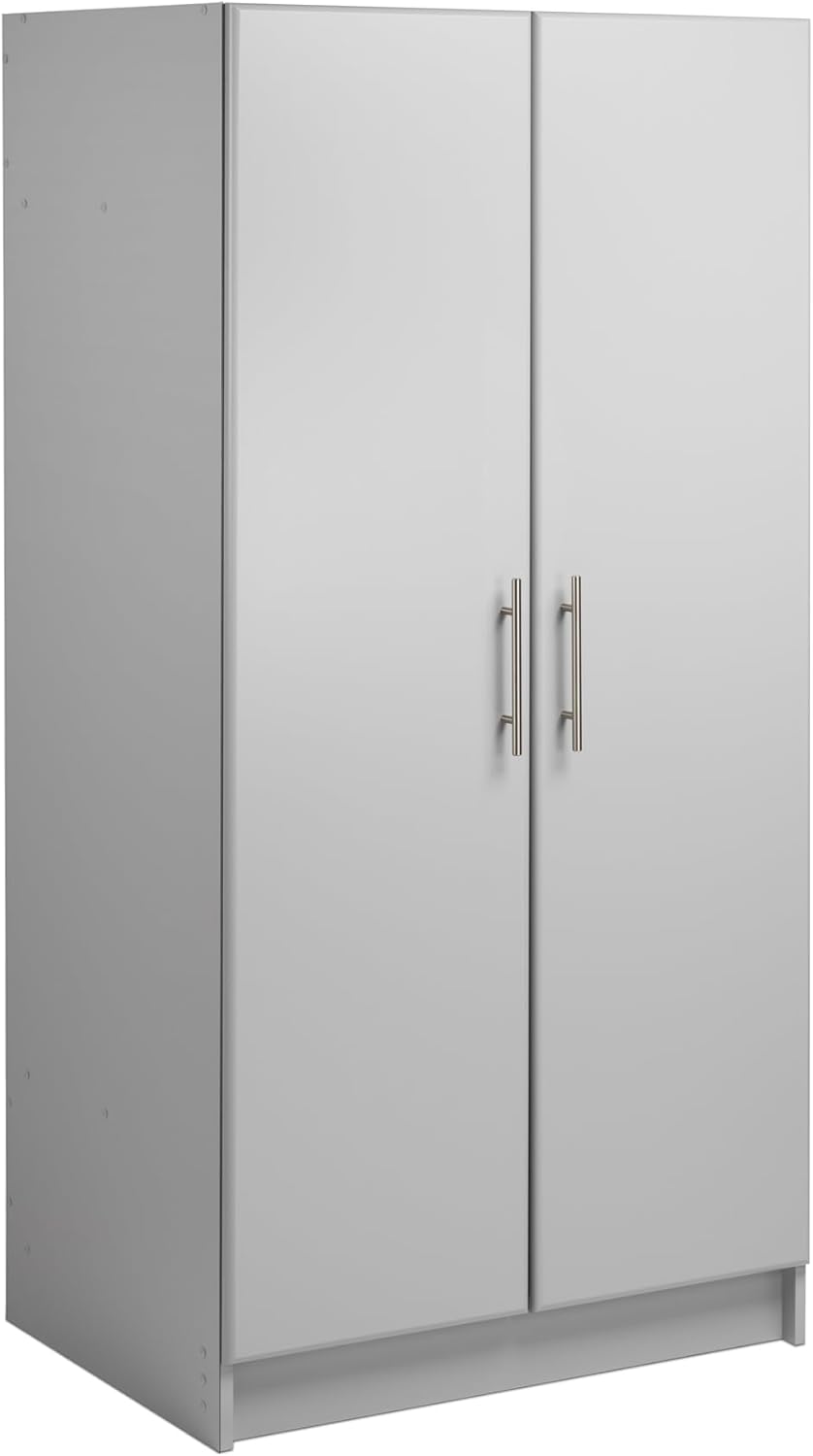 Prepac Armoir, Elite 32"W x 65"H x 24.5"D White Wardrobe Closet & Cabinet - Functional Clothes Storage with Hanging Rail, Armoire Wardrobe