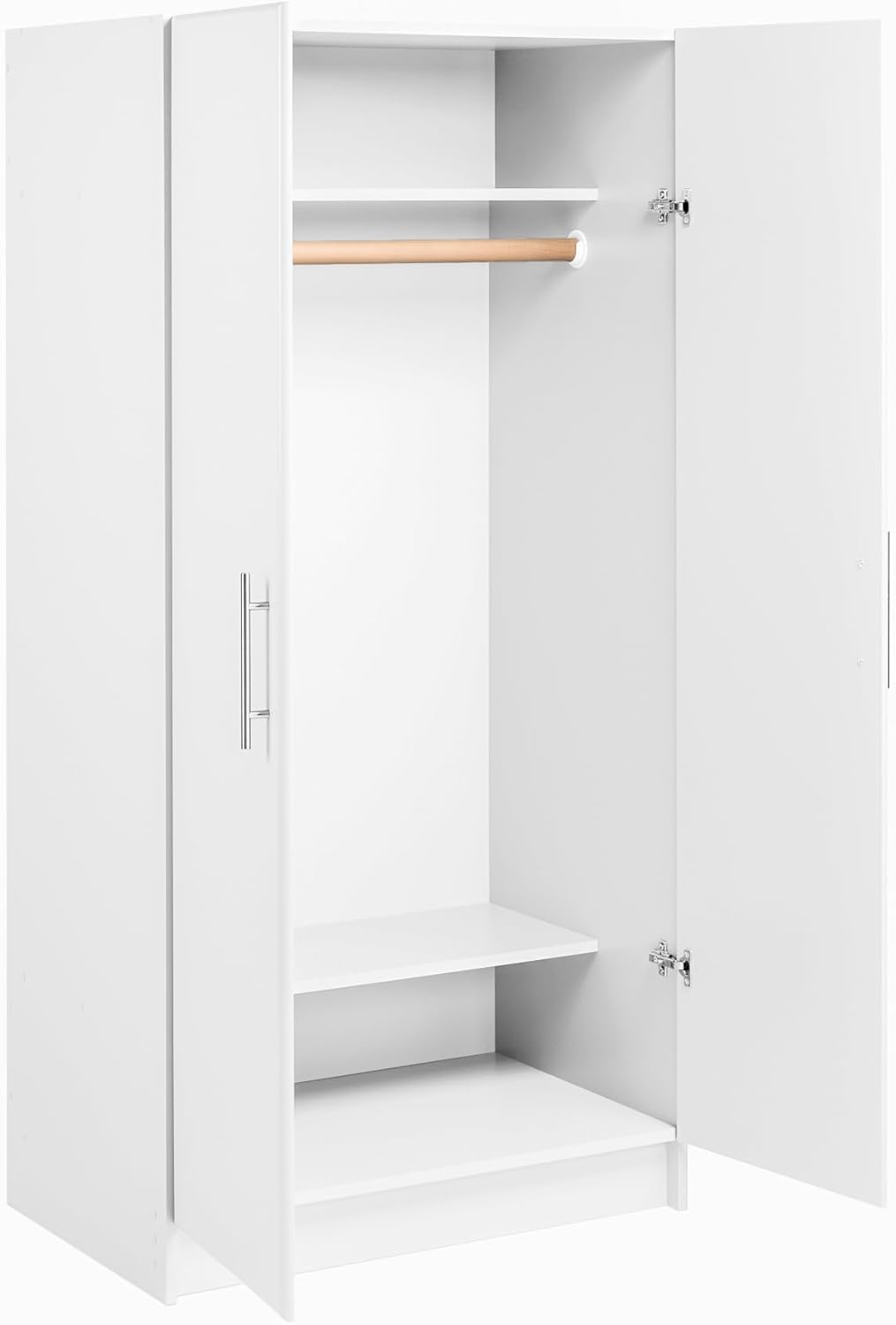Prepac Armoir, Elite 32"W x 65"H x 24.5"D White Wardrobe Closet & Cabinet - Functional Clothes Storage with Hanging Rail, Armoire Wardrobe