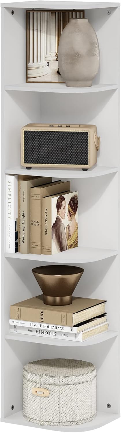 Furinno Luder Bookcase / Book / Storage , 5-Tier, White
