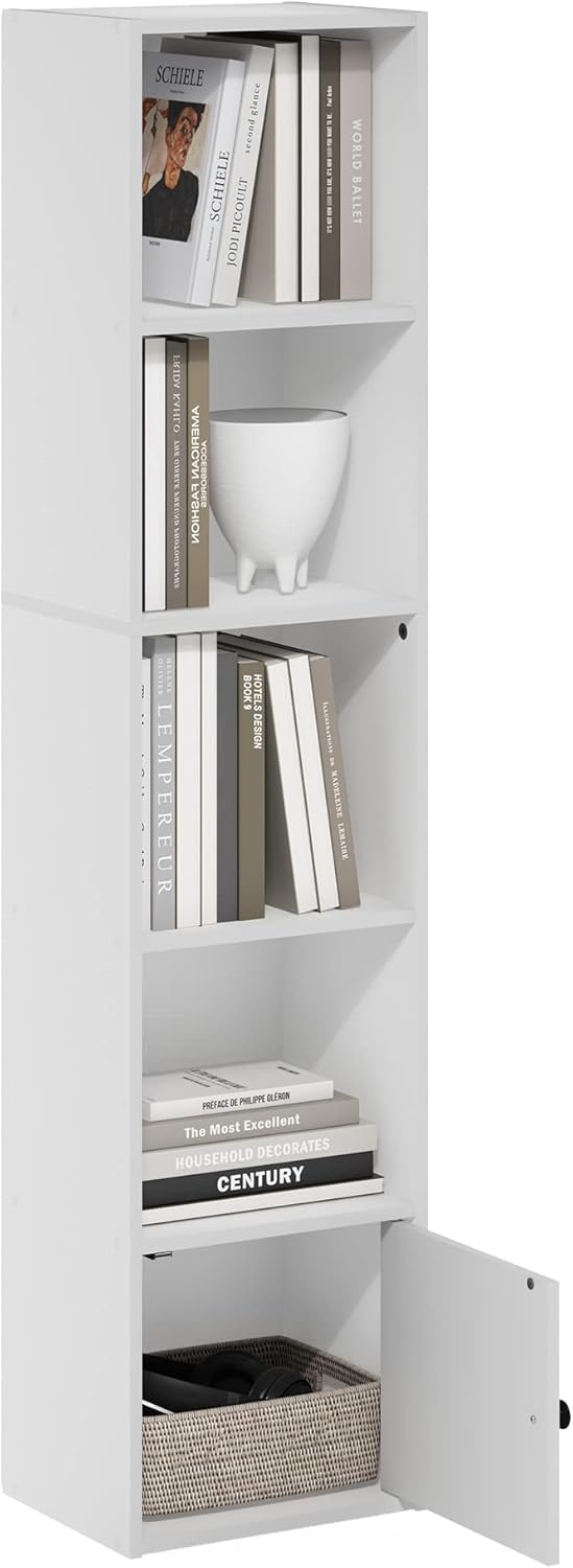Furinno Luder Bookcase / Book / Storage , 5-Tier, White