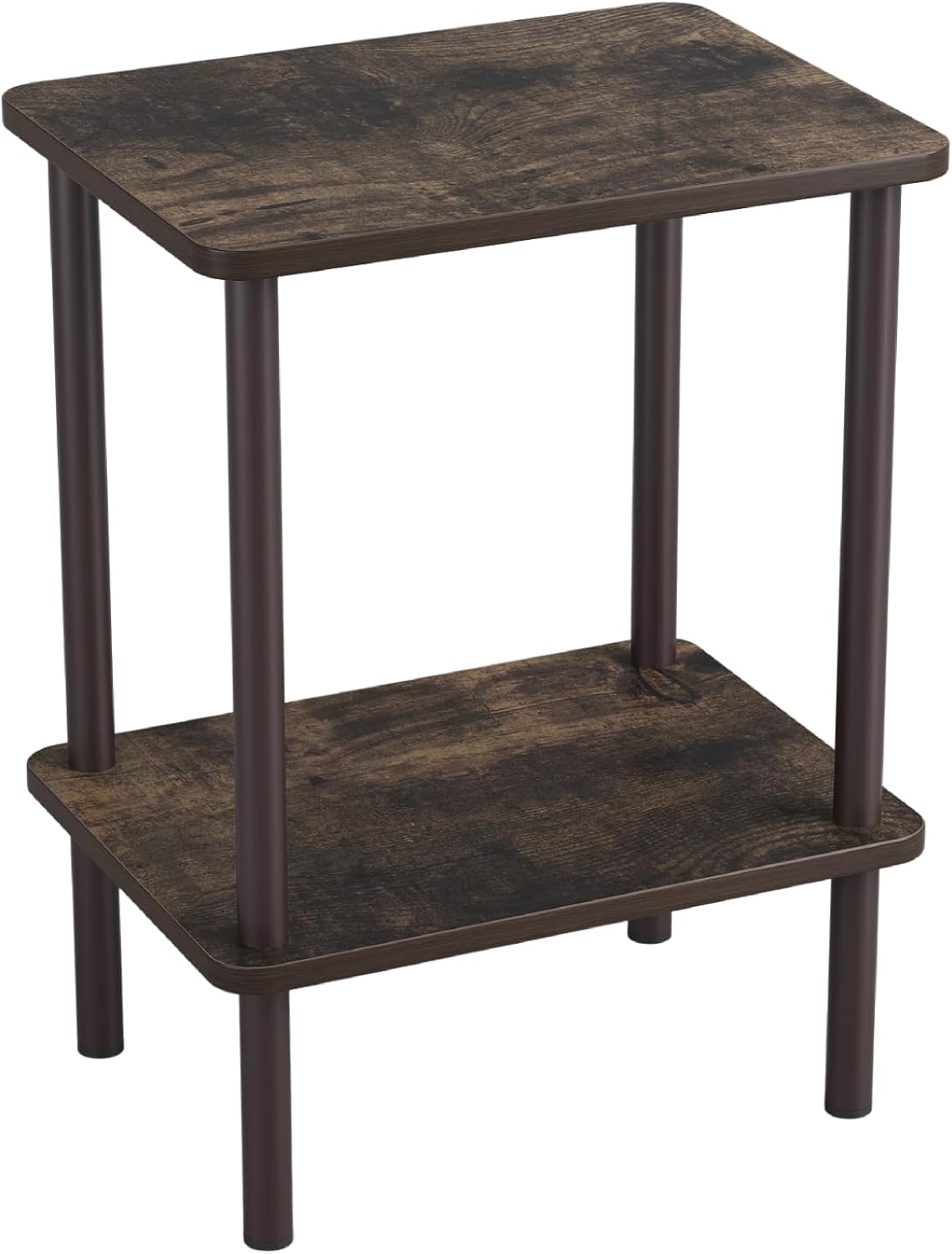 Apicizon 2 Tier End Table, Small Side Table with Solid Wood Legs, Boho Bedside Table with Storage Shelf, Nightstand for Small Spaces, Bedroom, Living Room, Entryway, Farmhouse, Easy Assembly, Natural