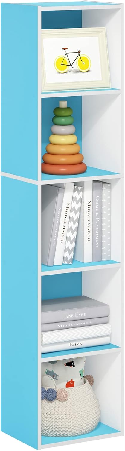 Furinno Luder Bookcase / Book / Storage , 5-Tier, White