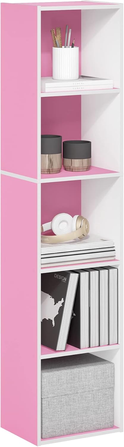 Furinno Luder Bookcase / Book / Storage , 5-Tier, White