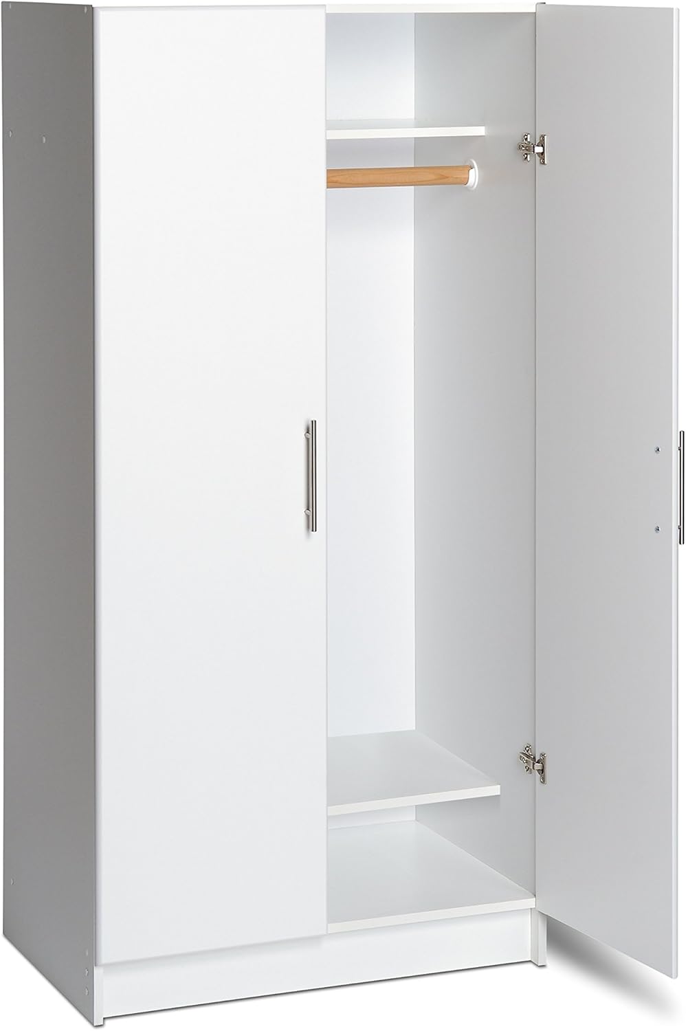 Prepac Armoir, Elite 32"W x 65"H x 24.5"D White Wardrobe Closet & Cabinet - Functional Clothes Storage with Hanging Rail, Armoire Wardrobe