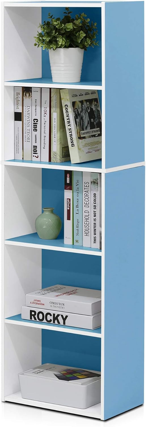 Furinno Luder Bookcase / Book / Storage , 5-Tier, White