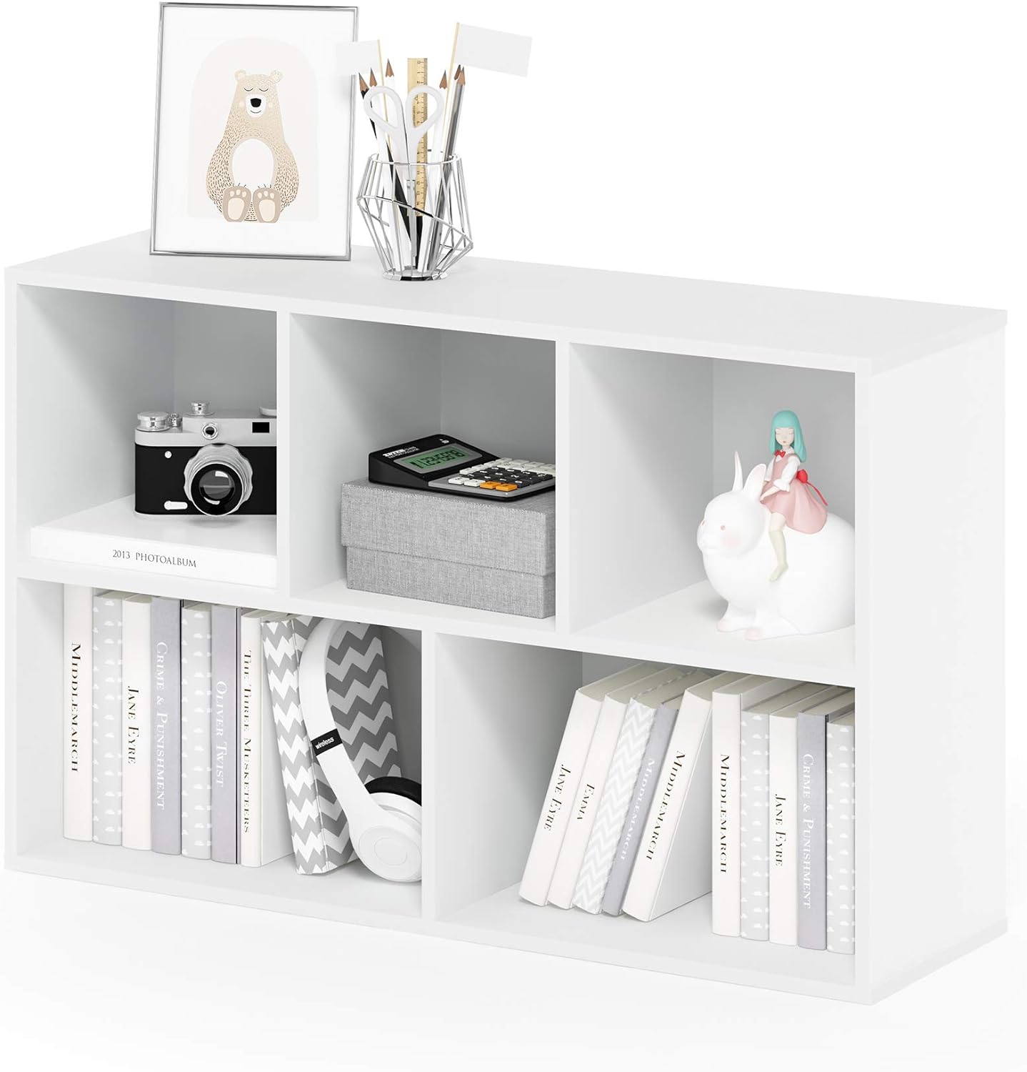 Furinno Luder Bookcase / Book / Storage , 5-Tier, White