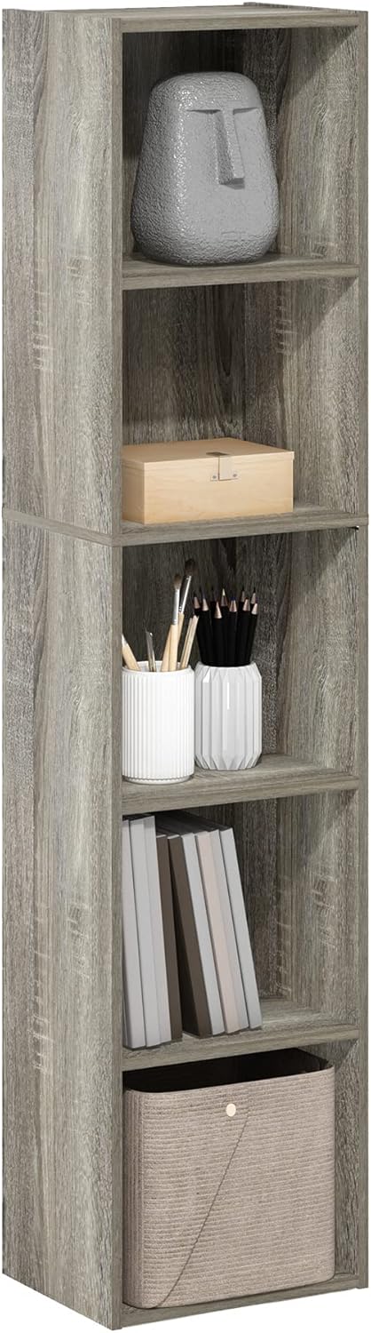 Furinno Luder Bookcase / Book / Storage , 5-Tier, White