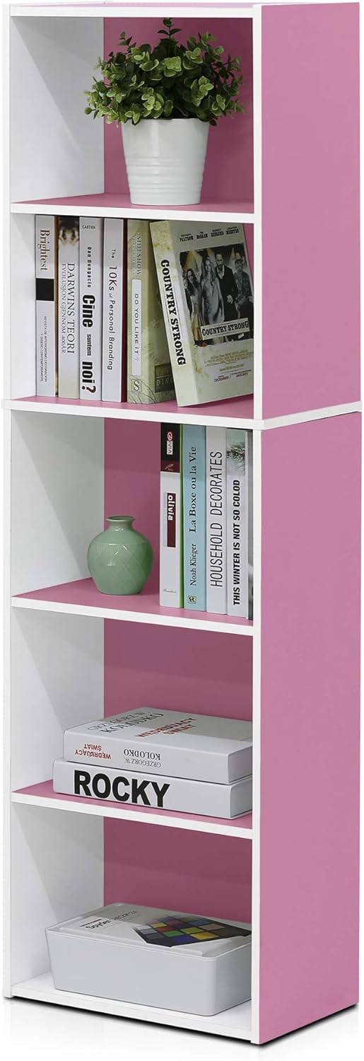 Furinno Luder Bookcase / Book / Storage , 5-Tier, White