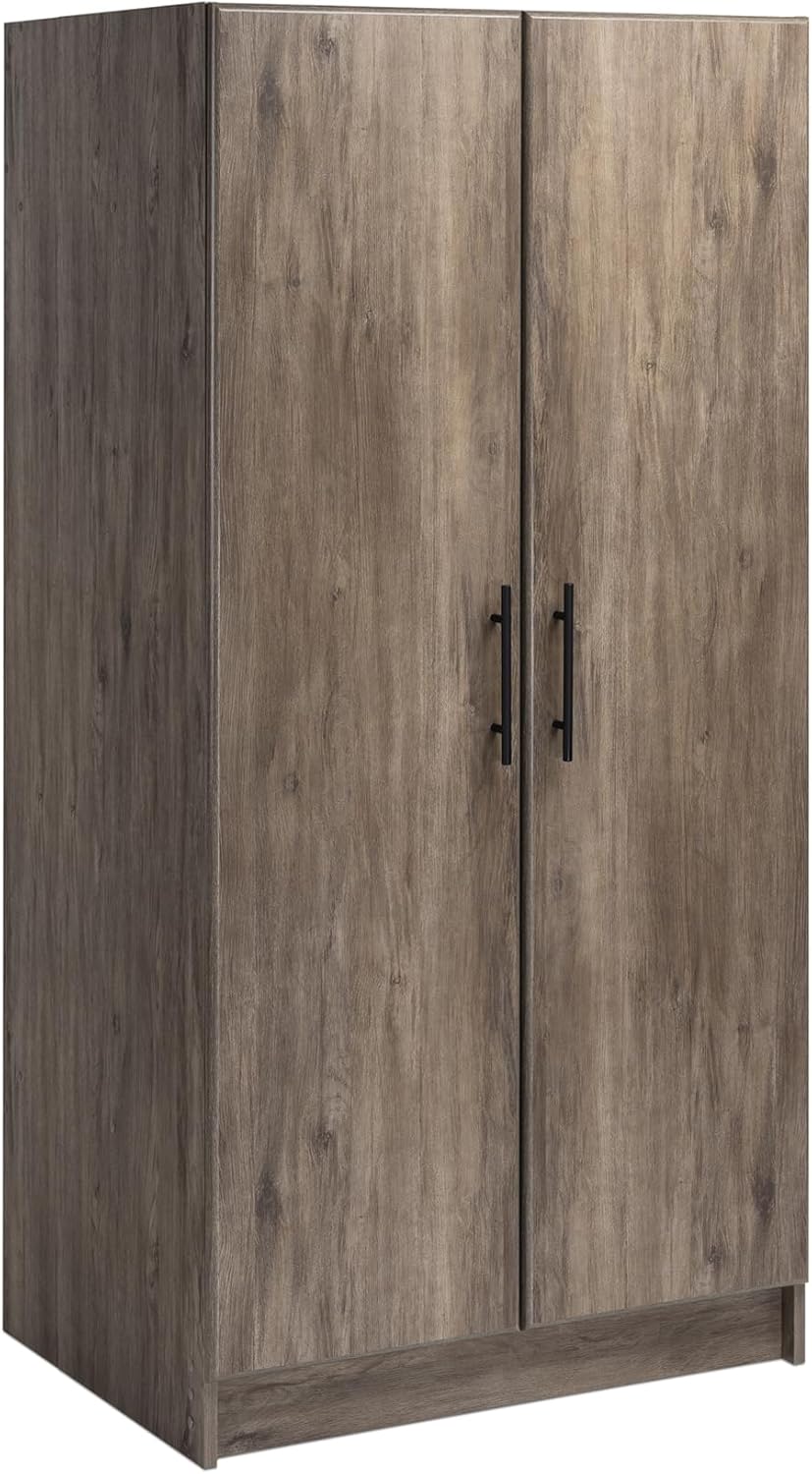 Prepac Armoir, Elite 32"W x 65"H x 24.5"D White Wardrobe Closet & Cabinet - Functional Clothes Storage with Hanging Rail, Armoire Wardrobe