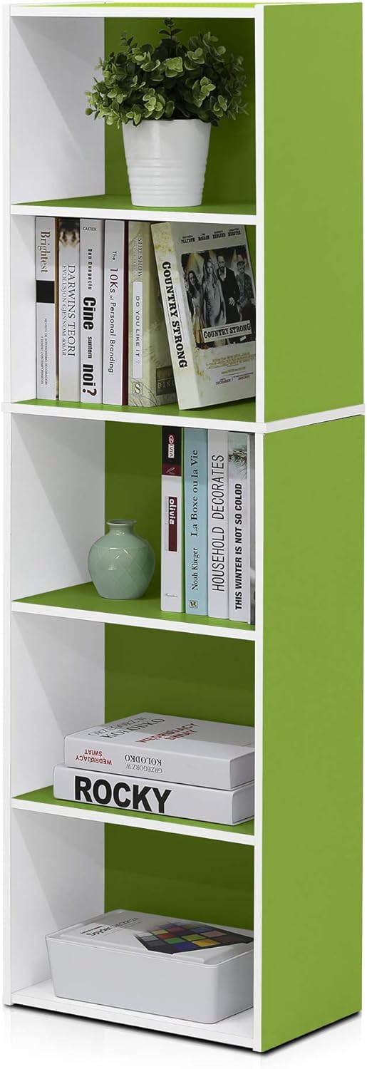 Furinno Luder Bookcase / Book / Storage , 5-Tier, White